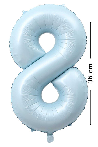 Folyo Balon -Retro Mavi - 8 Rakamı Helyum Balon - 36cm 8Yaş Balonu- 8 Rakam Balon (16 inc) - Doğumgünü süsleri - Parti Malzemeleri
