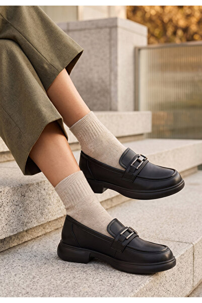 B T Shoes Μαύρα μοκασίνια Manari