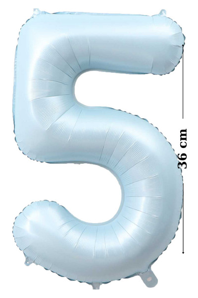 More party Folyo Balon -Retro Mavi - 5 Rakamı Helyum Balon - 36cm 5 Yaş Balon...