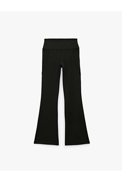 Koton High Waist Slim Fit Spanish Leg Sports Leggings with Pockets