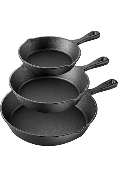 GENERAL Cast Iron Skillet Set - 3 Piece, 6", 8", 10" Frying Pans,Heavy-Duty P...