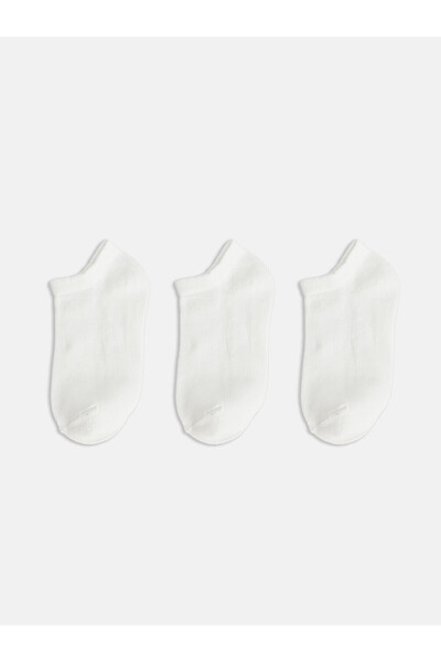 LC Waikiki Nevavm Farkıyla Lcw Kids White Plain 3-Pack Boys' Booties Socks