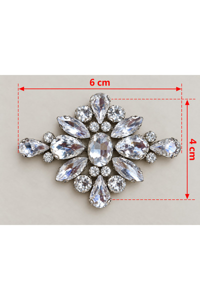 Ornaments Ütüyle Yapışan Taşlı Motif broş Kristal Gümüş Aksesusar taşlı 2 adet