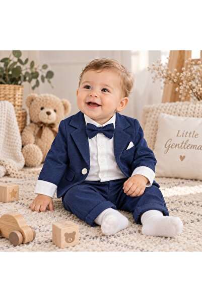 Pure Boutique Βρεφικό αγορίστικο ναυτικό μπλε σετ 3 τεμαχίων: σακάκι, παντελό...