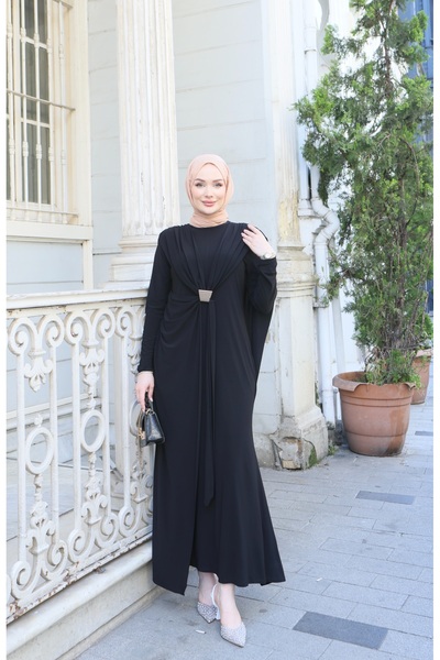 NİSUM MODA فستان ساندي مع كاب ومشبك