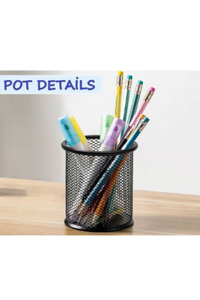 İnfeta 9X10 cm Metal Mesh Pen Holder Black Pen Holder Office Home Classroom Desk Organizer Pen Holder