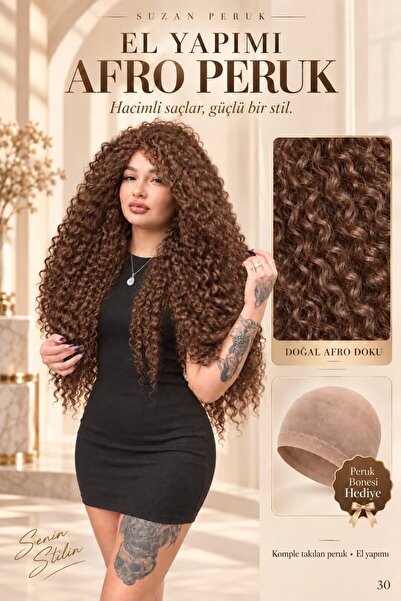 Suzan Peruk Afro Kıvırcık Peruk- Kabarık afro El yapımı Fiber Kanekelon özel ...