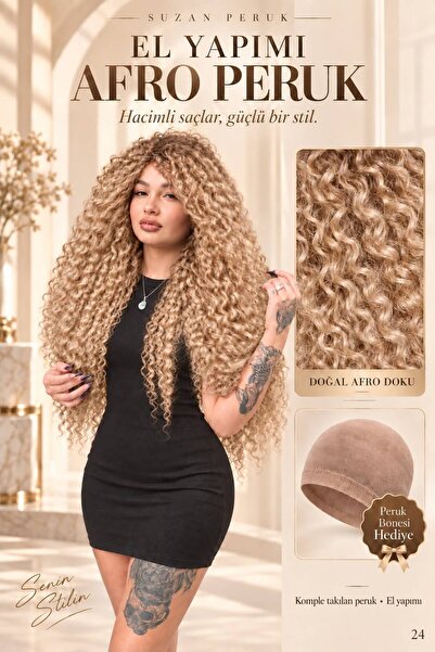 Suzan Peruk Afro Kıvırcık Peruk- Kabarık afro El yapımı Fiber Kanekelon özel ...