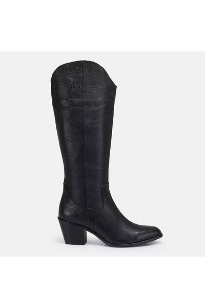 37Numara Large Size Women's Genuine Leather Cowboy Boots 41-42-43-44 Black