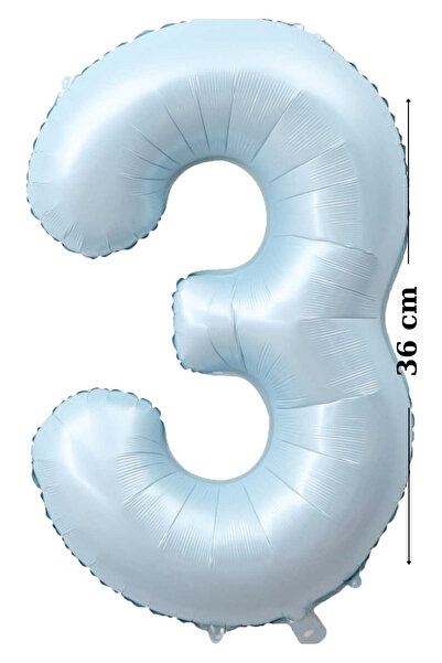 More party Folyo Balon -Retro Mavi - 3 Rakamı Helyum Balon - 36cm 3 Yaş Balon...