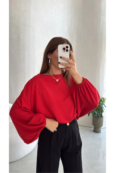 Perry Boutique Oversize Modal Blouse with Elasticated Bat Sleeves