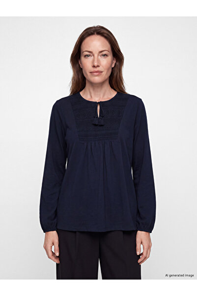 LC Waikiki Rmz Gi̇yi̇m Farkiyla Tie-Down Collar Embroidered Blouse