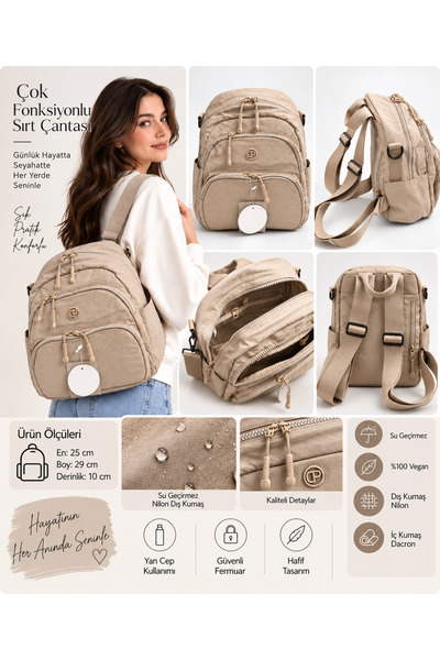 DAVID POLO Women's Multi-Functional Multi-Pocket Backpack