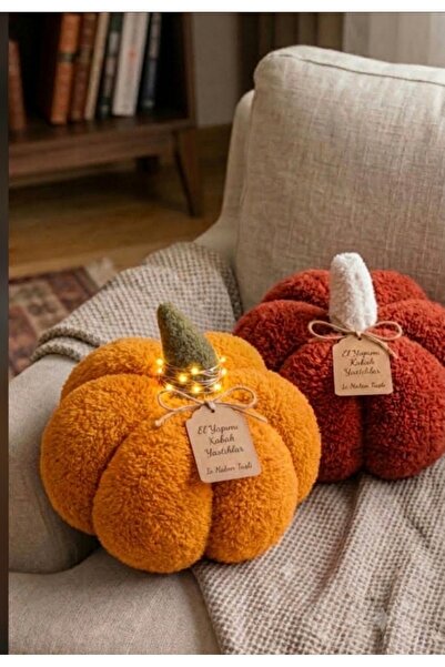 oiphome fashion designer Kabak Balkabağı dekoratif bohem kırlent 30cm hardal ...
