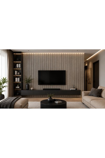 Generic Brand Autocolant decorativ autoadeziv pentru perete, model riflaj, gri cu negru, 60 cm × 3 m