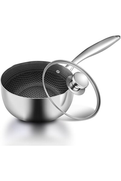 MASROO Nonstick Sauce Pan with Lid, Stainless Steel Sauce Pot with Handle, Hy...