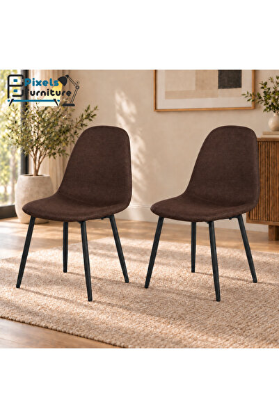 PixelsFurniture كرسي سفرة قماش كتان من بكسل الأثاث، بمسند للظهر مع أرجل معدني...