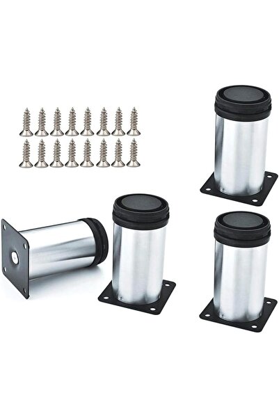 GENERAL Bolivia Adjustable Furniture Legs, 4 Pieces Stainless Steel Round Fur...