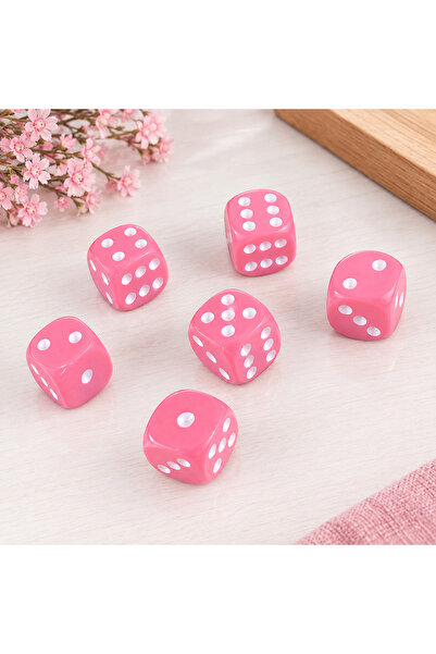 Sera Oyun Aletleri Sera 16 mm Pink Okey Dice Set of 6 – Colorful Plastic Game...