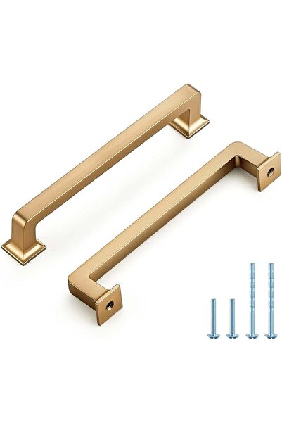 ALMEKAQUZ 2 PCS Zinc Alloy Cabinet Handles Gold Kitchen Hardware Pulls