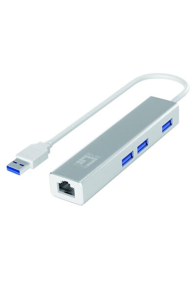 LEVEL ONE Hub LevelOne USB-0503, 1x RJ45, USB 3.0, Argintiu