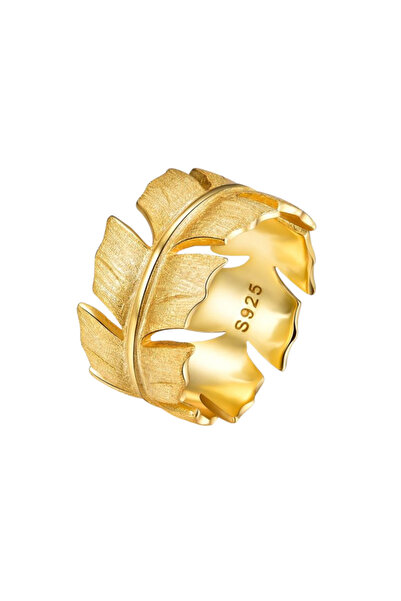 Trusky Inel cu frunză aurie, Argint 925, Aur 18k [Mărimea 13]
