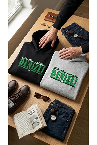 SARI Deni̇zli̇ Şehi̇r Bi̇zi̇m Aşk Bi̇zi̇m 3 Yarn Shardonlu Hoodie Fleece