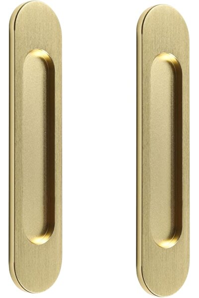 MAKINGTEC Self-Stick Oval Sliding Door Pulls, 2pcs Matte Gold Aluminum Alloy ...