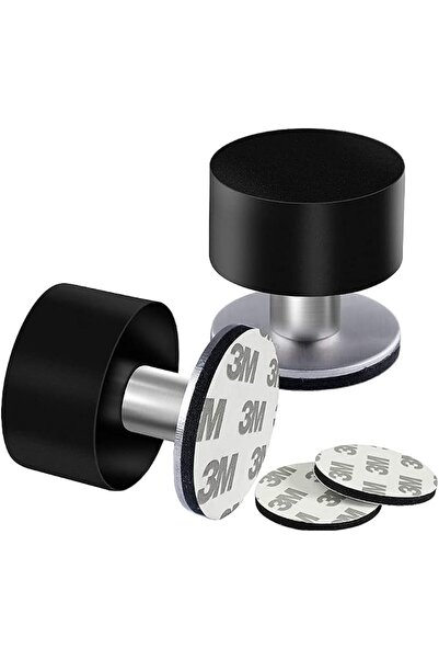 EXRP 2-Pack Black Door Stops - Self-Adhesive, Heavy Duty Sound Dampening Door...