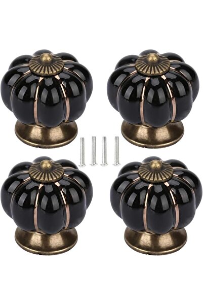 GENERAL 4 Pcs Ceramic Cabinet Door Knobs, Vintage Pumpkin Drawer Pulls Cabine...