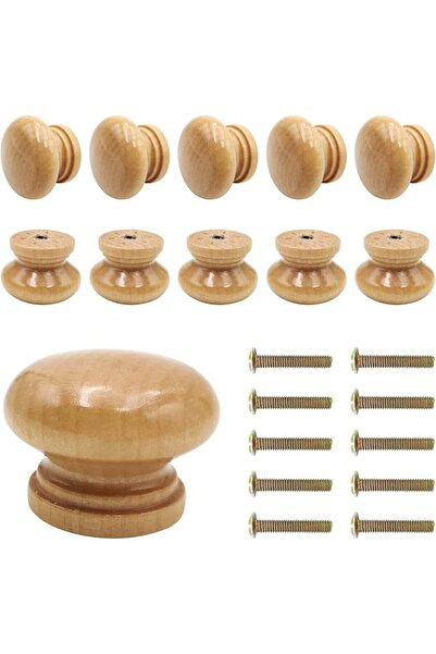 KASTWAVE Round Wood Cabinet Knobs, Mushroom Shape Wooden Pulls, Knobs for Dra...