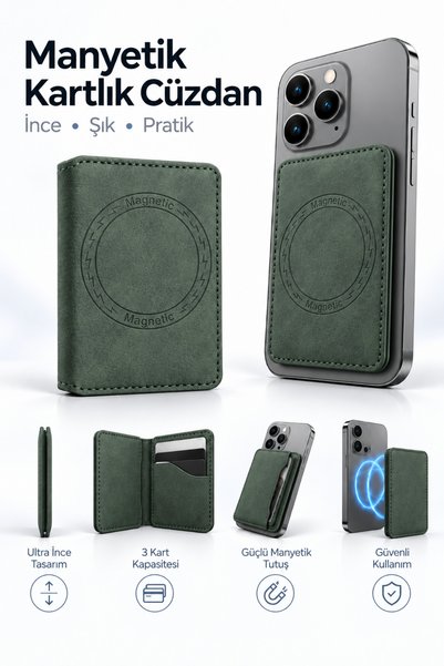 Tinytek MagSafe Uyumlu Telefon Arkası Kartlık Cüzdan - Katlanabilir İnce Tasa...