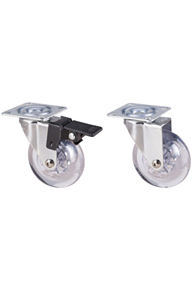 Evotools Roata Mobila Pivotanta cu Flansa PP Transparent, Diametru 35mm, Cu F...