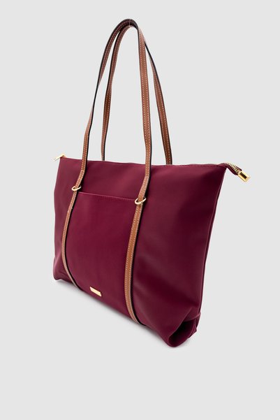 Generic Brand Vicenza Parachute Fabric Striped Shopper Bag Brown