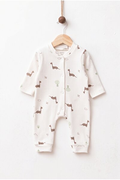 Lindakids Minik Dinazor Desenli Fitilli Kumaş % 100 Pamuk 3-6-9 Ay Bebek Tulum