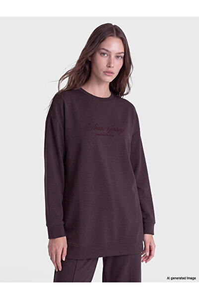 LC Waikiki Nevavm Farkıyla Lcw Modest Plum Interlock Embroidered Loose & Bagg...