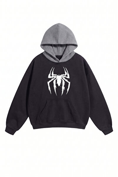 DASH WEAR Unisex Erkek/Kadın Örümcek Özel Baskılı Oversize Pamuklu Bisiklet Y...