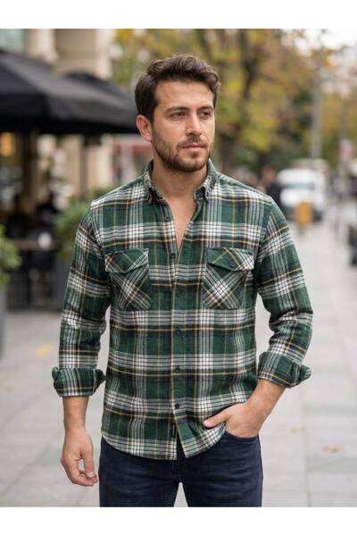 STYLE G&C COLLECTION KALIN ODUNCU KLASİK ERKEK GÖMLEĞİ ÇİFT CEP KAPAKLI