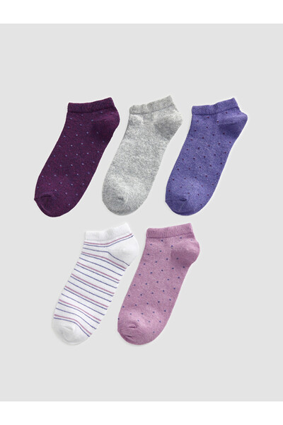 LC Waikiki Rmz Gi̇yi̇m Farkiyla Embroidered Women's Booties Socks 5-Pack