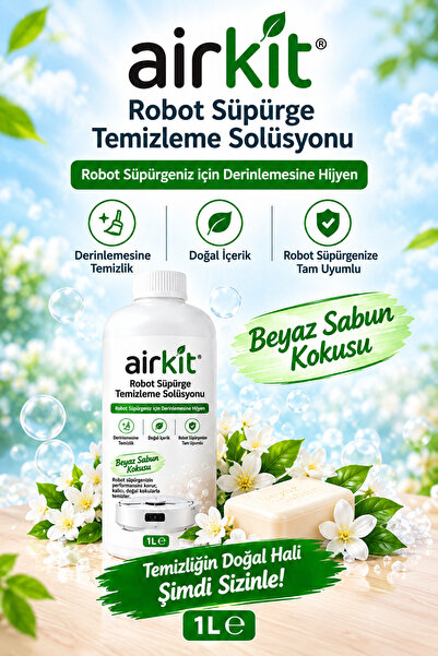 Airkit Robot Süpürge Deterjanı Solüsyonu Sıvısı 1 Lt – Beyaz Sabun Kokusu – T...