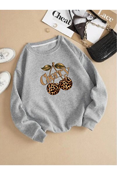 orwen life est. 2022 Women's Winter Oversized Leopard Cherry Printed Crew Nec...
