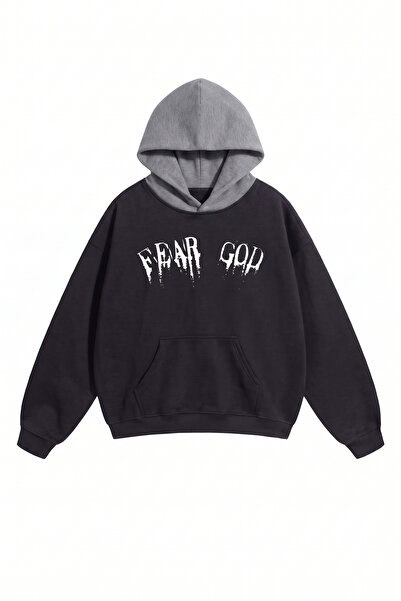 DASH WEAR Унисекс мъжки/дамски суичър FEAR GOD с персонализиран принт, овърса...