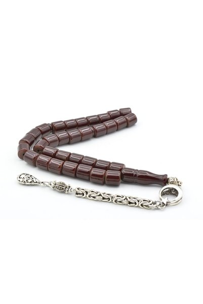 Murty99 Wheel Cut Brown Crimped Amber Prayer Beads