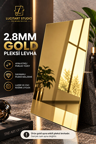 LucitART 2.8 mm Gold Pleksi Levha – Parlak Yansıtıcı Akrilik Plaka – Lazer ve...
