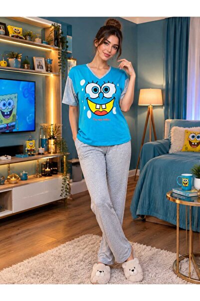 Desenli Rahat Pijama Takımı
