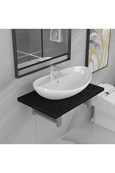 Concept Set mobilier de baie, 2 piese, negru, ceramică