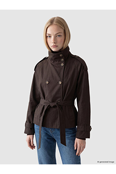 LC Waikiki Uzg Store's Women's Trench Coat with High Collar and Loose Fit for...