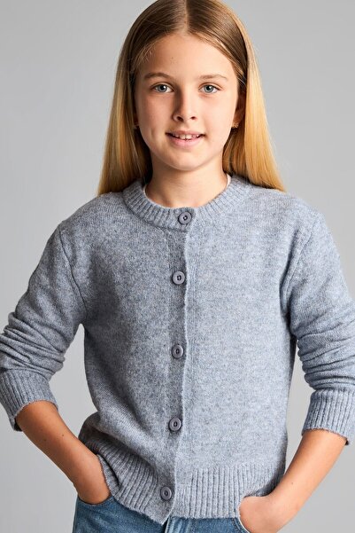 DeFacto Crew Neck Buttoned Knitwear Basic Cardigan Girls H5601A826Au