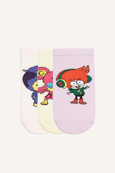 DeFacto Super 1 Set Character Patterned 3-Piece Cotton Booties Socks for Girl...