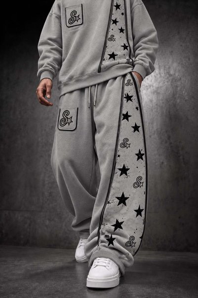 Slatra Pantaloni de trening largi, gri, S'Star Denim Biye, pentru bărbați